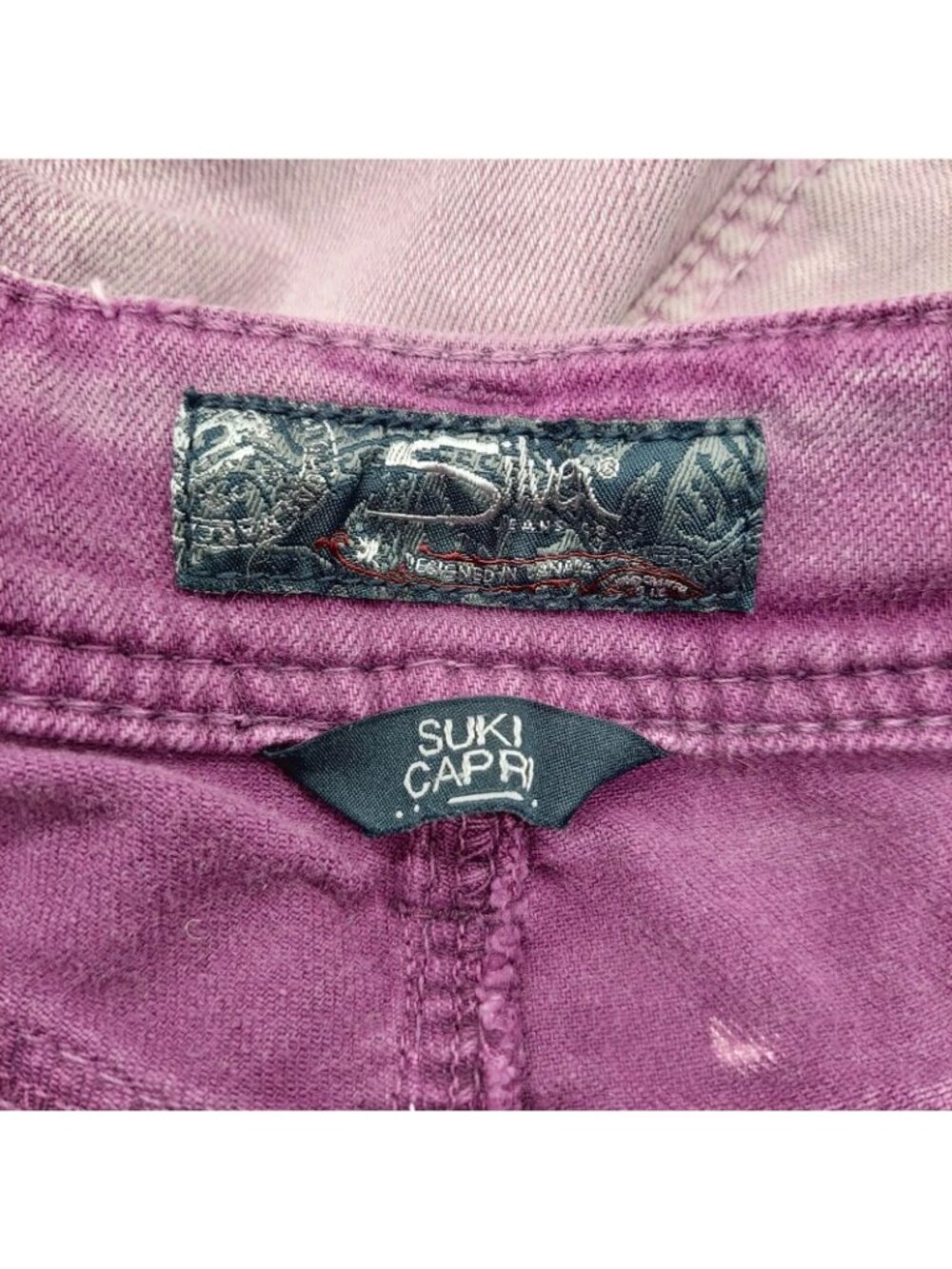 Silver Suki Capri Jeans Women's Size W30 Pink Purple Sparkle Pockets Denim - Picture 2 of 10